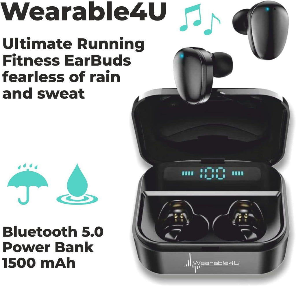 Garmin Forerunner 265 Music GPS Running 46 mm Smartwatch, Aqua with AMOLED 1.3 in Touchscreen Display Black Earbuds Bundle, Aqua +Blk EarBuds