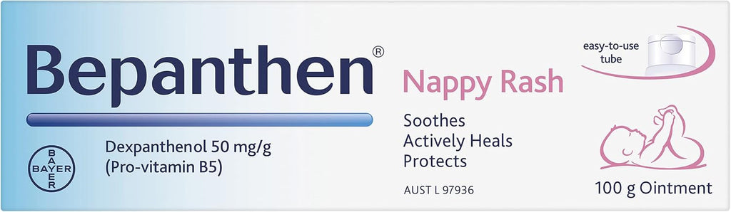 Bepanthen Nappy Rash Ointment Has a Unique Dual Action to Help Treat and Prevent Nappy Rash, Soothing and Hydrating Baby Skin Ointment, 100 g