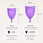 EcoBlossom Reusable Menstrual Cup and Case - The Most Reliable Medical Grade Silicone Period Cups - Comfortably use for 12 Hours (Large (Pack of 2), Round Stem & Case)