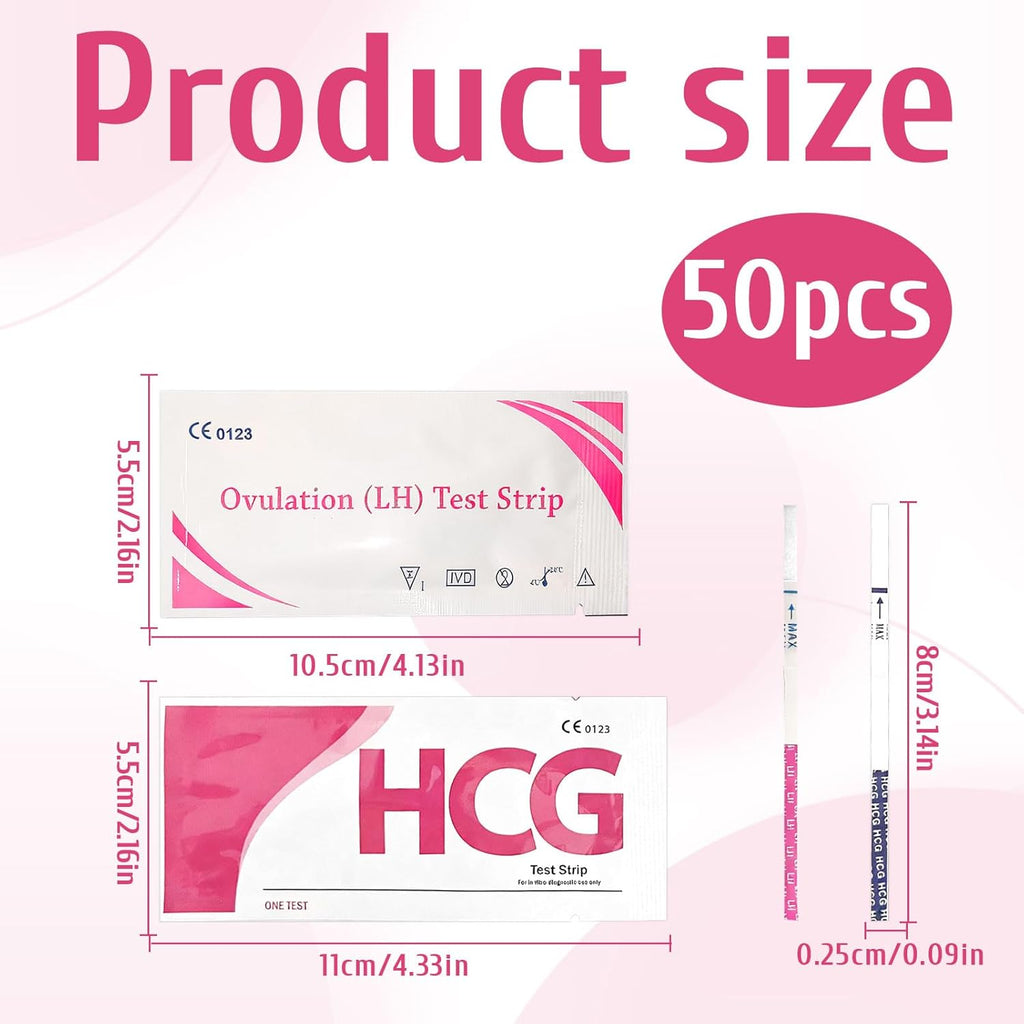 Pregnancy Test Strips, Ovulation Test Strips, Easy at Home Ovulation Strips, 40 LH + 10 HCG Fertility Tests, Ovulation and Pregnancy Test Strip, Early Detection Hygienic Home Testing Combo Kit