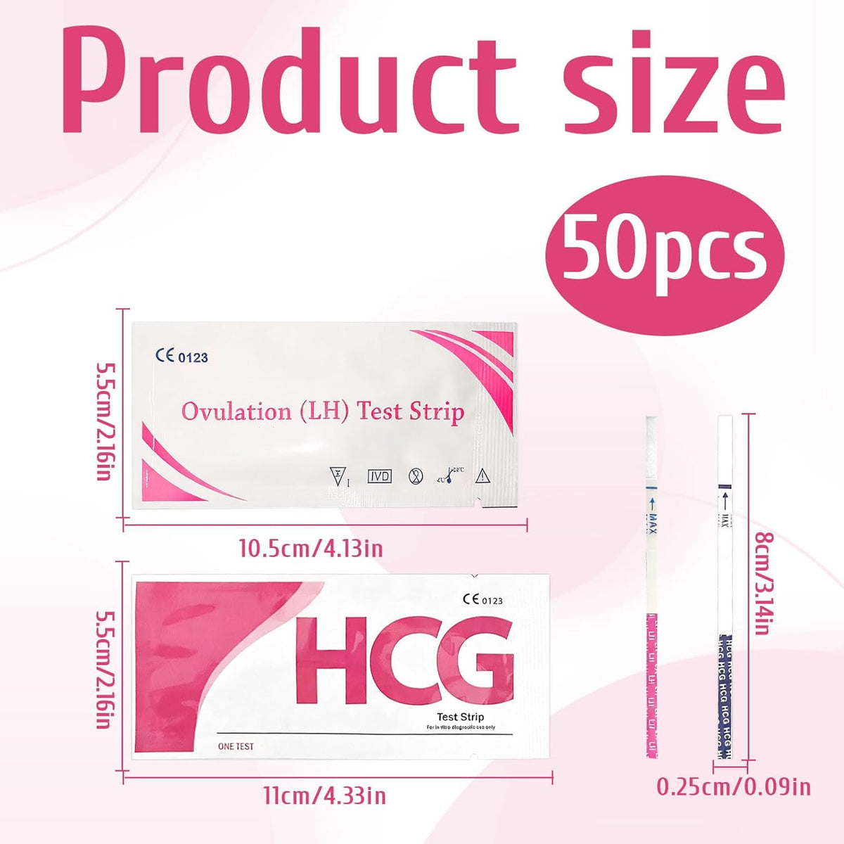 Pregnancy Test Strips, Ovulation Test Strips, Easy at Home Ovulation Strips, 40 LH + 10 HCG Fertility Tests, Ovulation and Pregnancy Test Strip, Early Detection Hygienic Home Testing Combo Kit