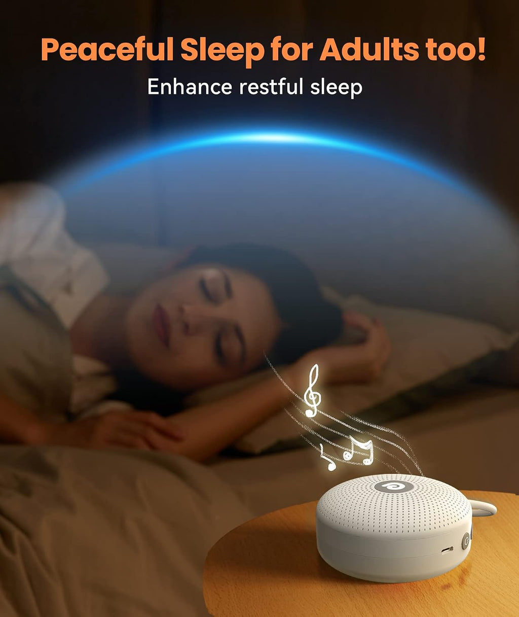 Dreamegg Portable Noise Machine for Baby Adult, Features Powerful Battery, 21 Soothing Sound, Noise Canceling for Office & Sleeping, Sound Therapy for Home, Travel, Registry Gift, Classic White
