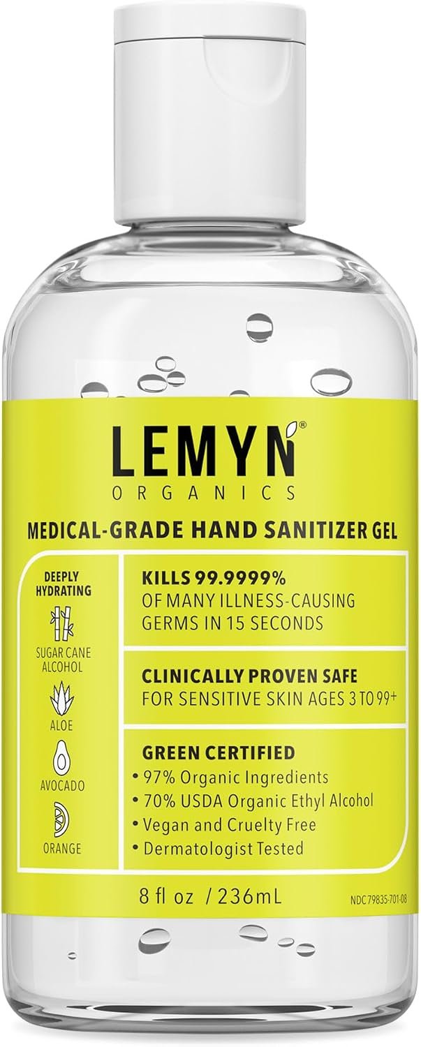 Lemyn Organics Orange Aloe Moisturizing Hand Sanitizer Gel 8oz Flip Top