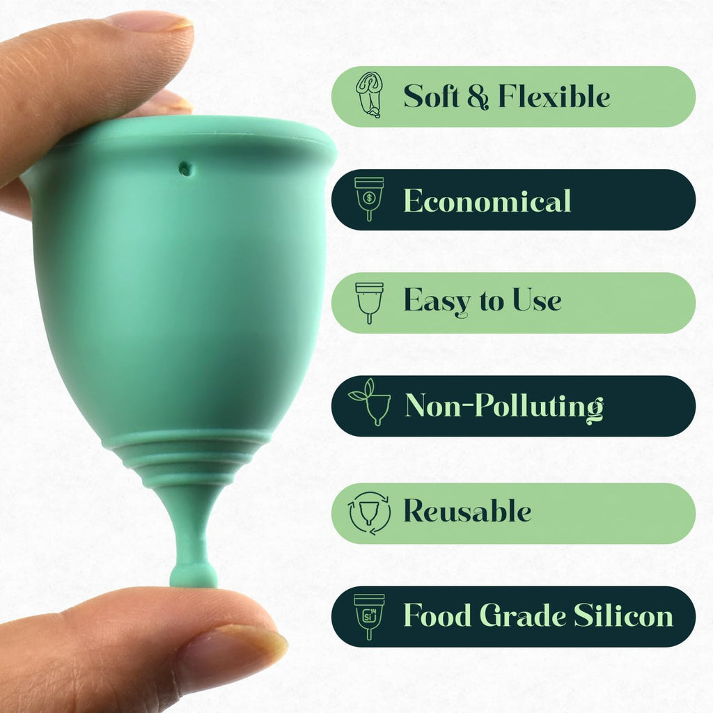 SHORDY Reusable Menstrual Cups (Small & Large) Set of 2 with Box, 100% Soft Silicone, Copa Menstruelle, Period Cup, Heavy & Light Flow, Feminine Hygiene, Tampons, Pads & Disc Alternative for Women
