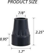 7/8 Inch Cane Tips Kotiorname Cane Rubber Tips Replacement Black, Heavy Duty, Non Slip, 4 Pack