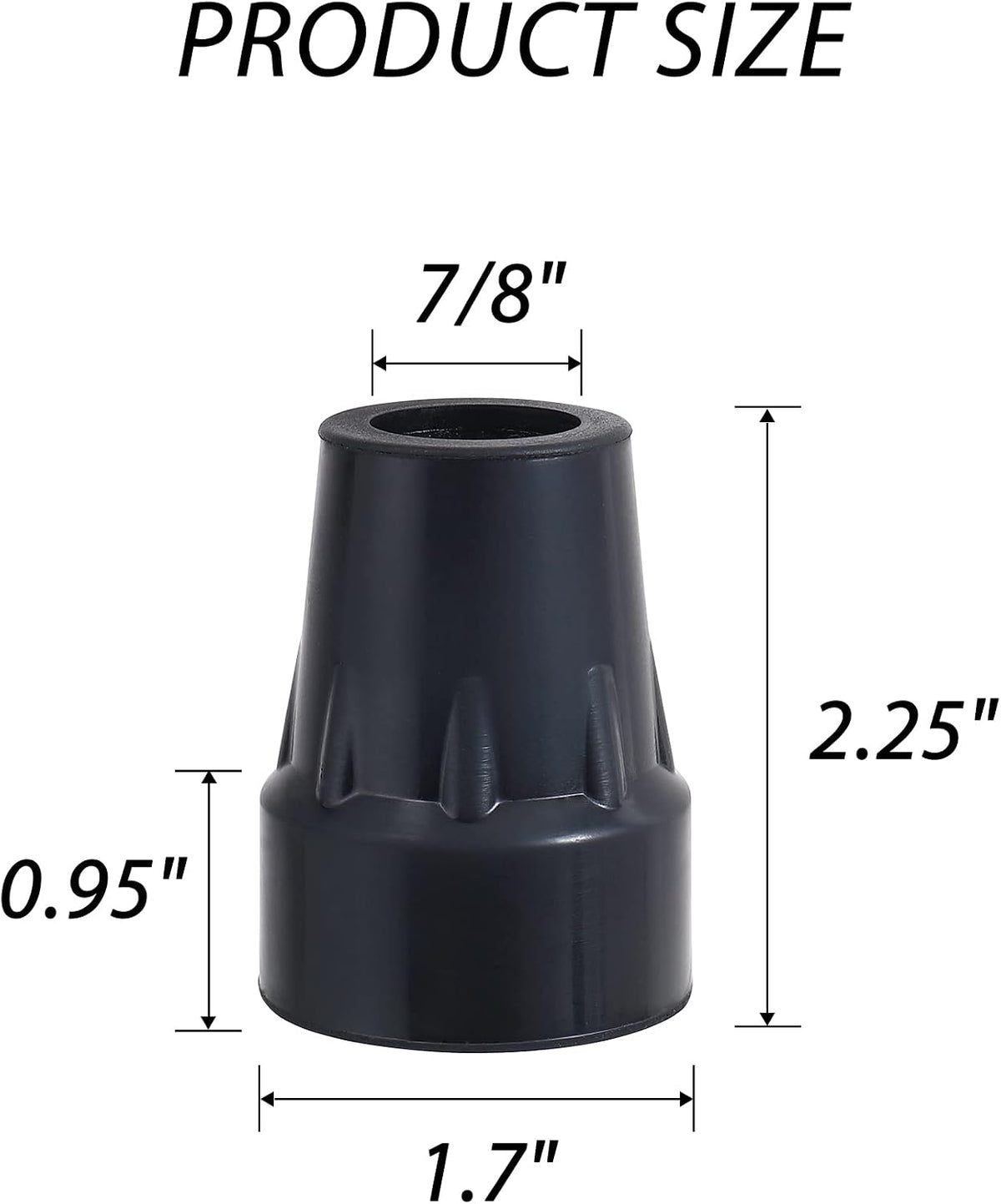 7/8 Inch Cane Tips Kotiorname Cane Rubber Tips Replacement Black, Heavy Duty, Non Slip, 4 Pack