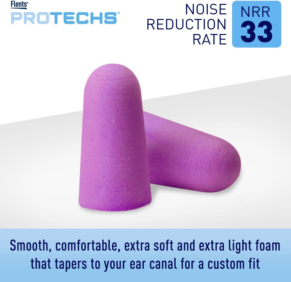 Flents Protechs Quiet Time Foam Ear Plugs, NRR 33, 10 Pair, Purple | Reusable Foam Ear Plugs for Sleeping, Snoring, Loud Noise, Traveling, Concerts, Construction, Studying, Work & Shooting