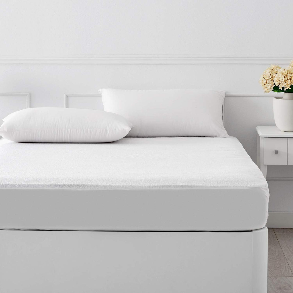 Pikolin Home – Terry Waterproof and Breathable Absorbent Mattress Protector, Oeko-Tex Certified, for 90 cm Beds, up to 32 cm Height – Mattress Topper 90 x 190/200 cm