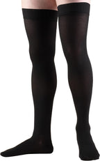 Truform 20-30 mmHg Compression Stockings for Men and Women, Thigh High Length, Dot Top, Closed Toe, Black, Medium