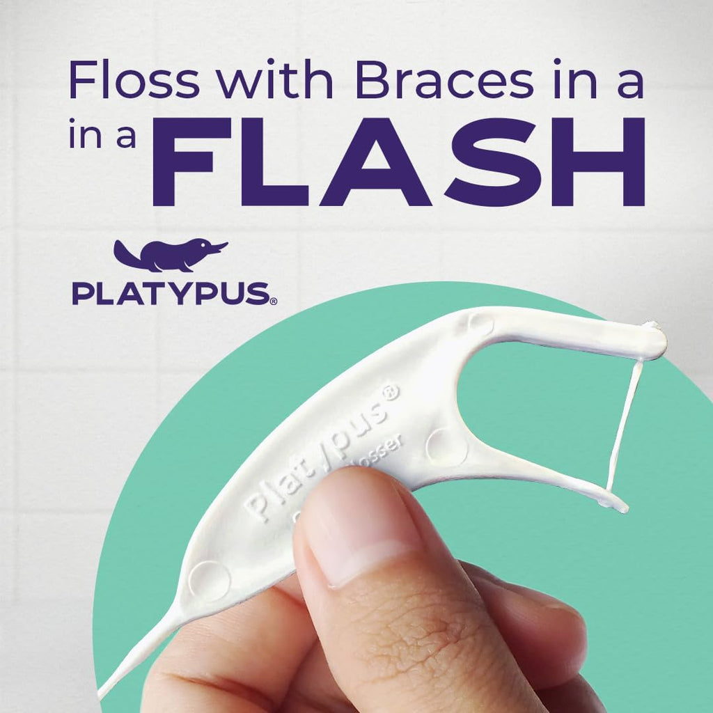 Platypus Orthodontic Flossers for Braces, 40 Count (Pack of 1) | Suitable for Adults & Kids; Fits Under Arch Wire, Non-Damaging & Encourages Flossing; Floss Teeth in Under Two Minutes