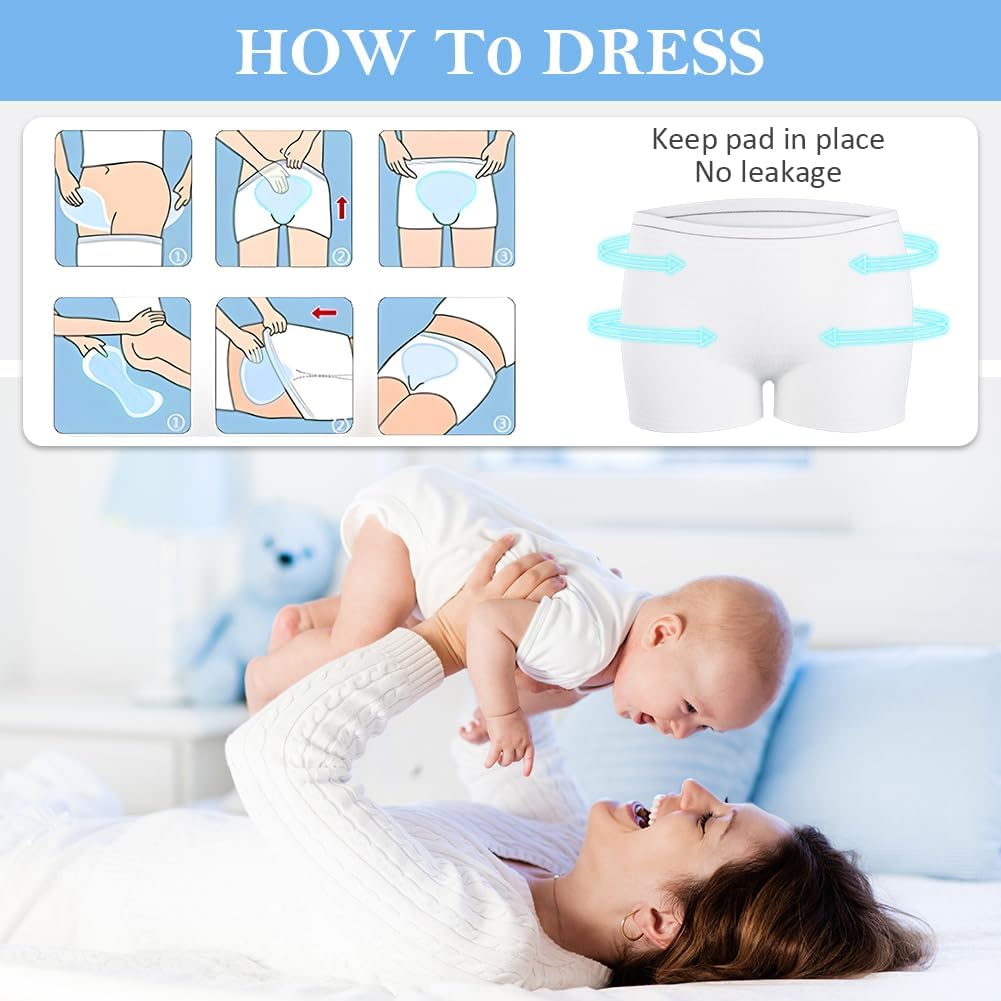 ACWOO Disposable Postpartum Panties – Set of 10 Mesh Panties for Maternity and Recovery, Underwear with Elastic Fabric
