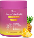 Her Juicy Women's Probiotic Gummies: Supports Women’s Wellness & pH Balance, Clean Vegan, Pineapple Flavor, Prebiotics & Lactobacillus Blend, with Slippery Elm, Gut Health & Immune Defense, 60 Gummies
