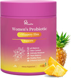 Her Juicy Women's Probiotic Gummies: Supports Women’s Wellness & pH Balance, Clean Vegan, Pineapple Flavor, Prebiotics & Lactobacillus Blend, with Slippery Elm, Gut Health & Immune Defense, 60 Gummies