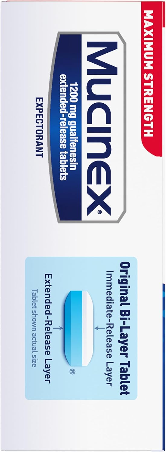 Mucinex 12Hr Max Strength Expectorant, Chest Congestion Relief, 48 Tablets
