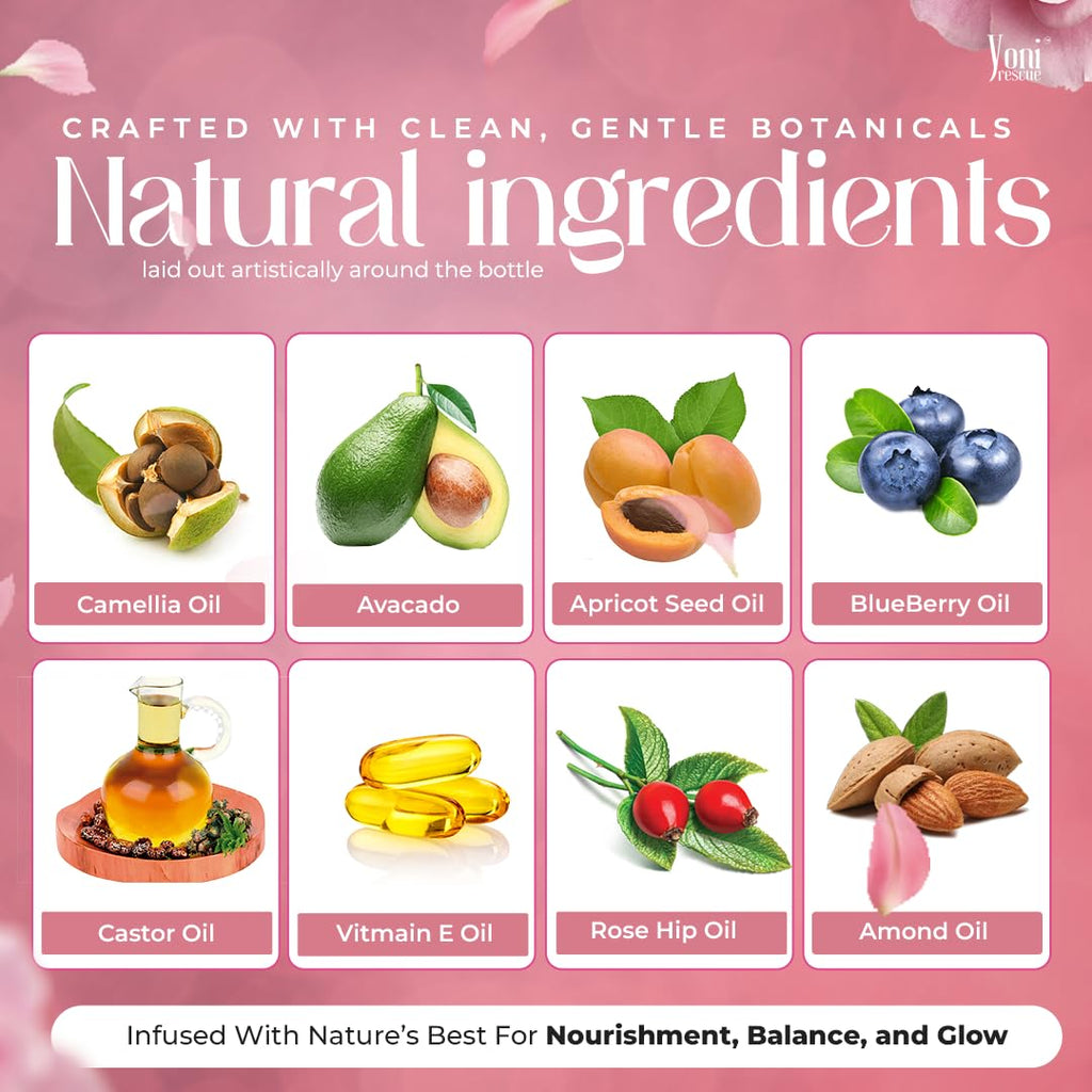 Yoni Rescue Yoni Oil 6.76oz, All Natural Ingredient for Women pH Balance & Wetness, Vaginal Oil for Dark Spots, Hydration & Comfort - Apricot, Jojoba, Chamomile, Vitamin E (Strawberry Pineapple)