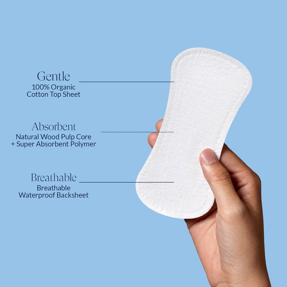 100% Organic Panty Liners for Women-120ct, Ultra Thin Cotton Cover, Regular Pantiliners, Light Absorbency, Unscented Barely There Pantie Liners (Regular Liner, Size 1, 120ct)