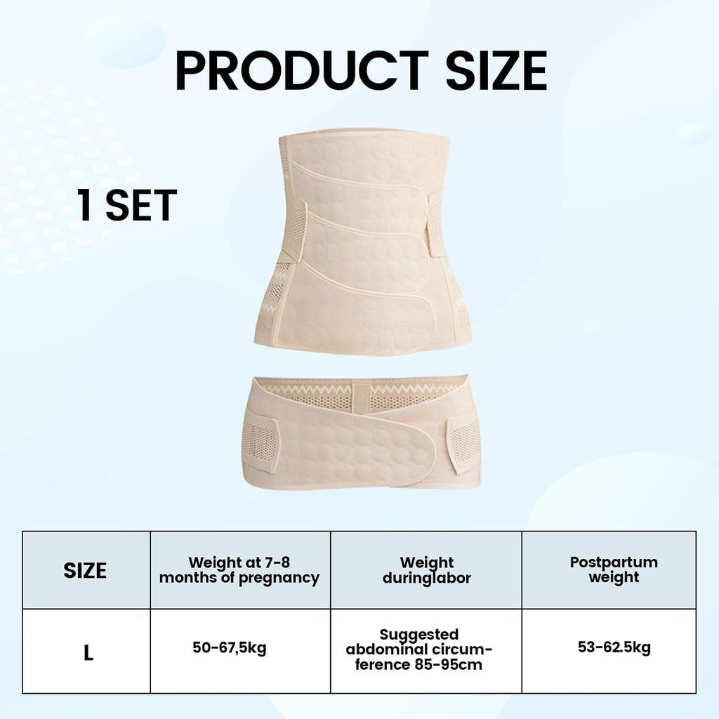 3 in 1 Postpartum Girdle for Women - Postpartum Abdominal and Caesarean Recovery Girdle - Breathable Pelvic Belt, Lumbar Support, Adjustable Belly Band, Size L Nude