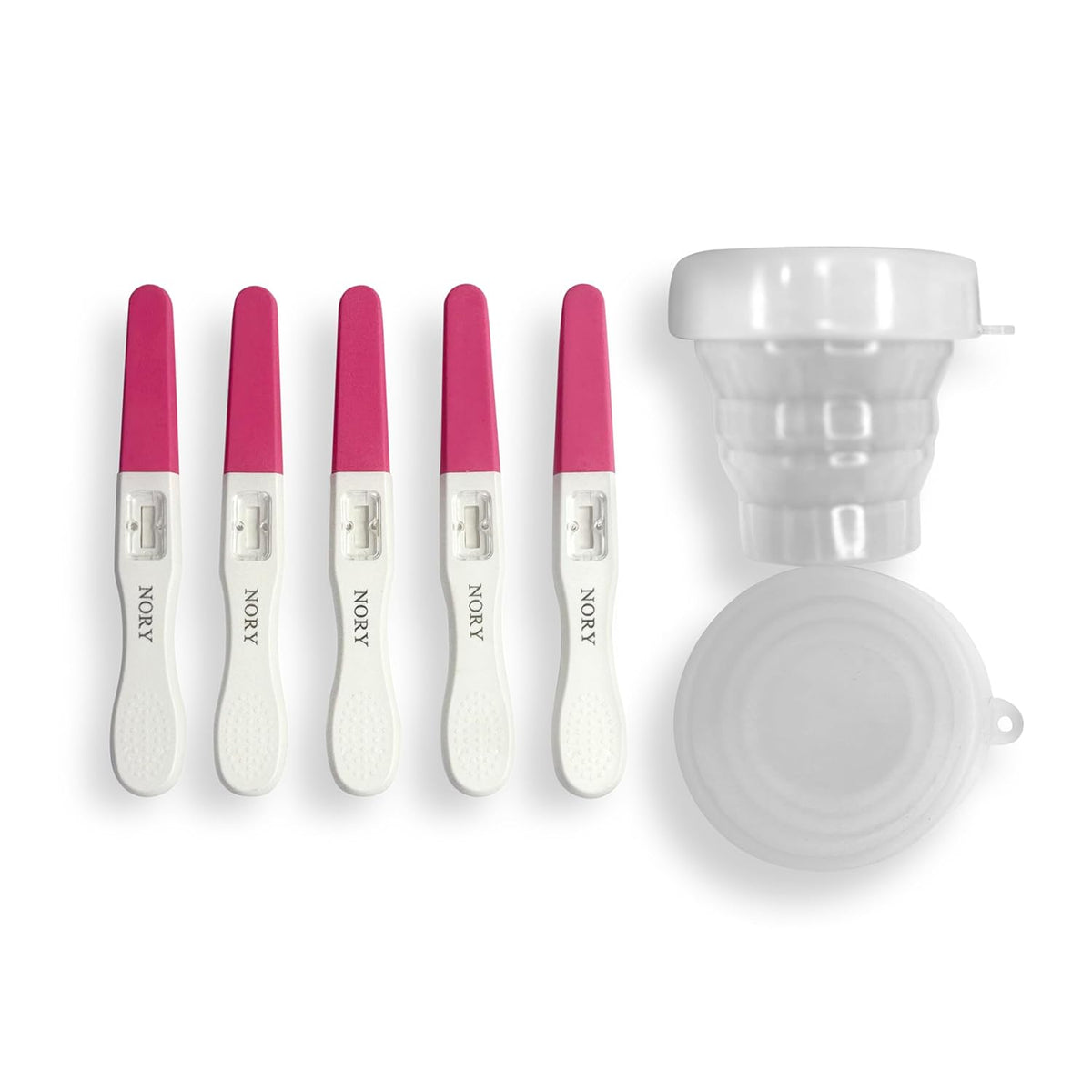 NORY EarlyCheck Pregnancy Test Kit Pack of 5 with Urine Container – Over 99% Accurate – Ultra-Sensitive Detection – Results in Under 1 Minute – Detects Pregnancy 4 Days Early