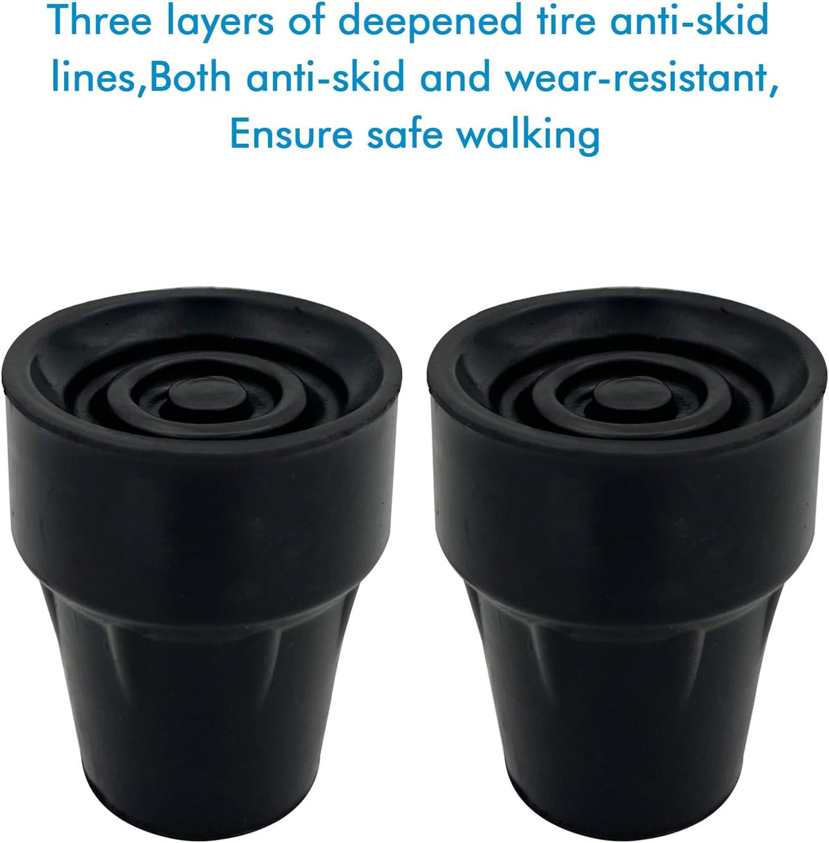 Replacement Cane Tips, 3/4 Inch, Black.