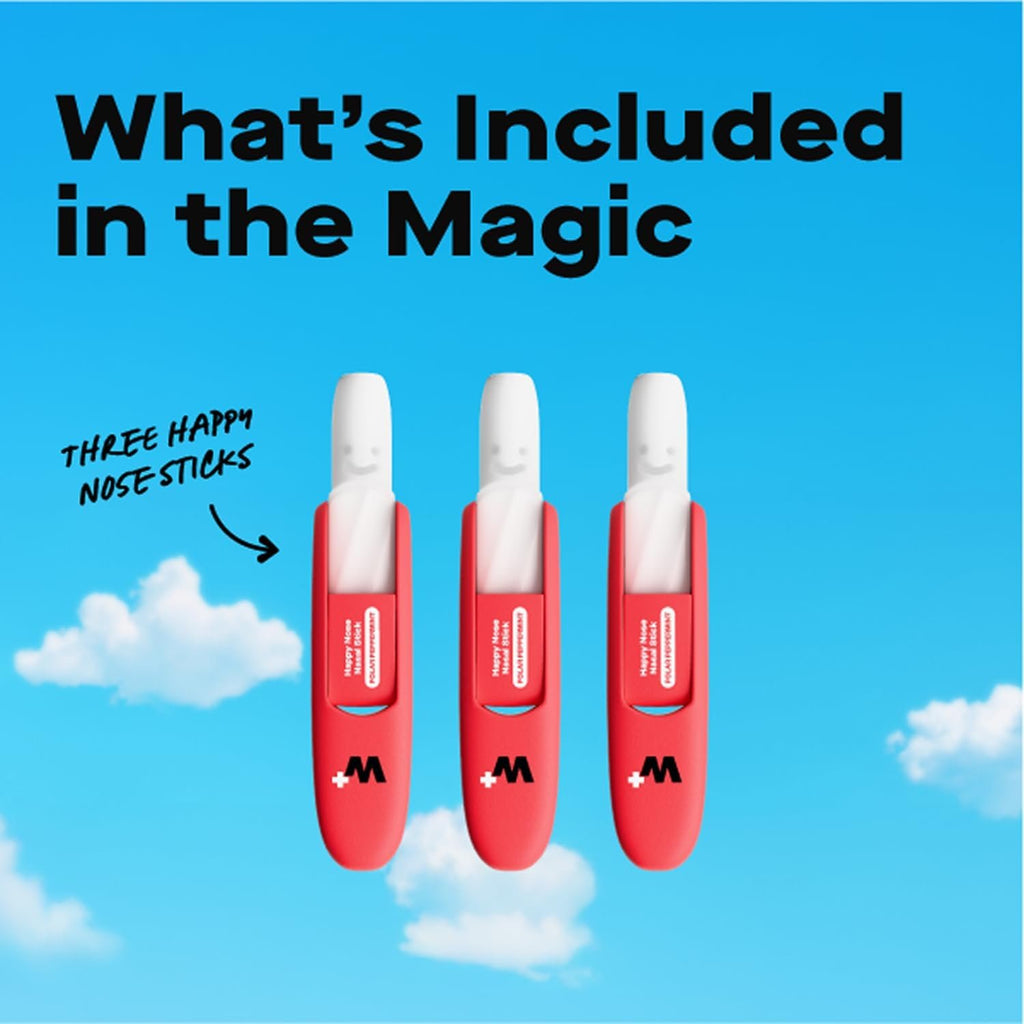 WIZARD WELLNESS Happy Nose Inhaler Stick, Polar Peppermint, 3-Pack | Instant breathing ease & sinus clarity, essential oil aromatherapy, wild mint vapor, drug-free nasal spray alternative