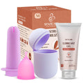 Reusable Menstrual Cup Medium with Applicator, Lubricant Gel & Sterilizer Case for Women - Soft Silicone, Leak-Proof Period Care Kit (M)