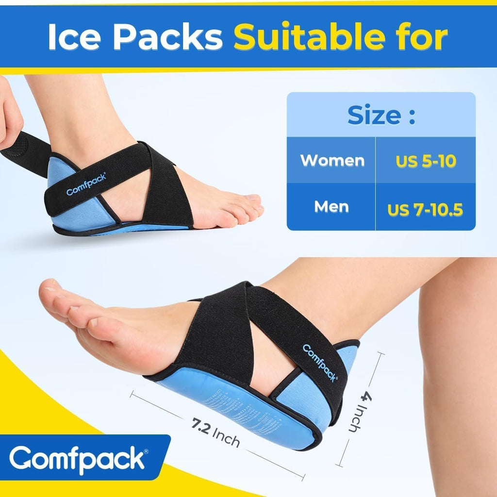 Comfpack Plantar Fasciitis Relief Ice Packs, 2PCS Heel Ice Pack Warp