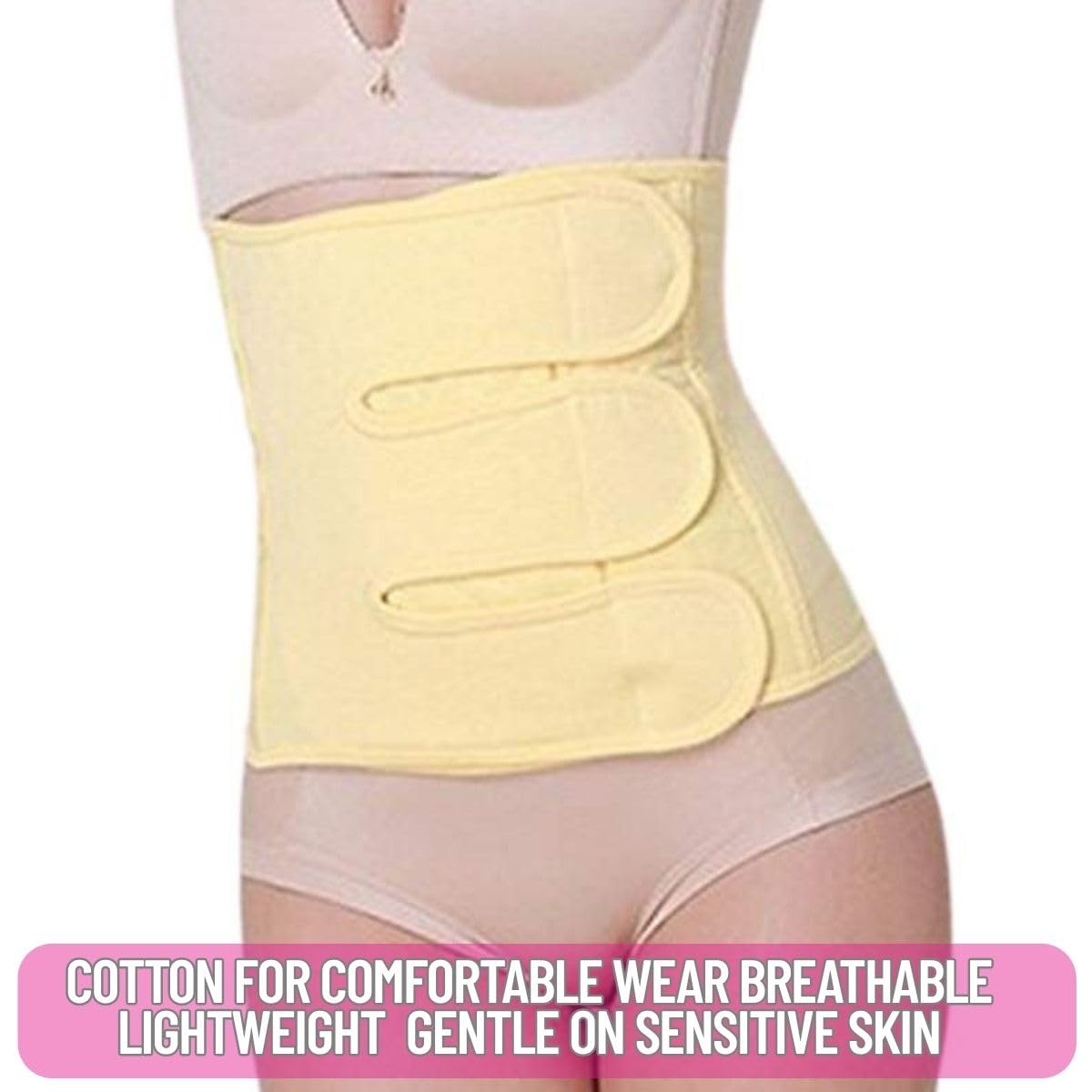 JERN Abdominal Surgical Binder Wrap for Stomach Post Surgery Compression C section Postpartum Support Recovery after Hysterectomy Belly Band (Yellow, Extra Large)