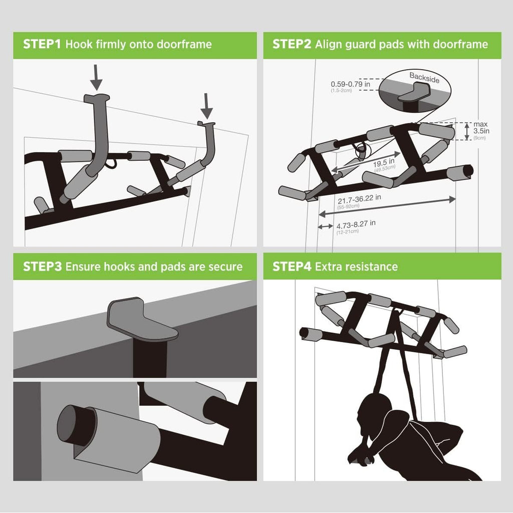 2026 Upgrade Multi-Grip Pull Up Bar with Smart Larger Hooks Technology - USA Original Patent, Designed, Shipped, Warranty