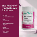 Neuherbs Multivitamin Tablets for Women 60 Count | True Vitamin Women Multivitamin with Vitamin C, B12, D, Iron, Zinc & Magnesium | Supports Energy, Skin, Hair & Overall Health
