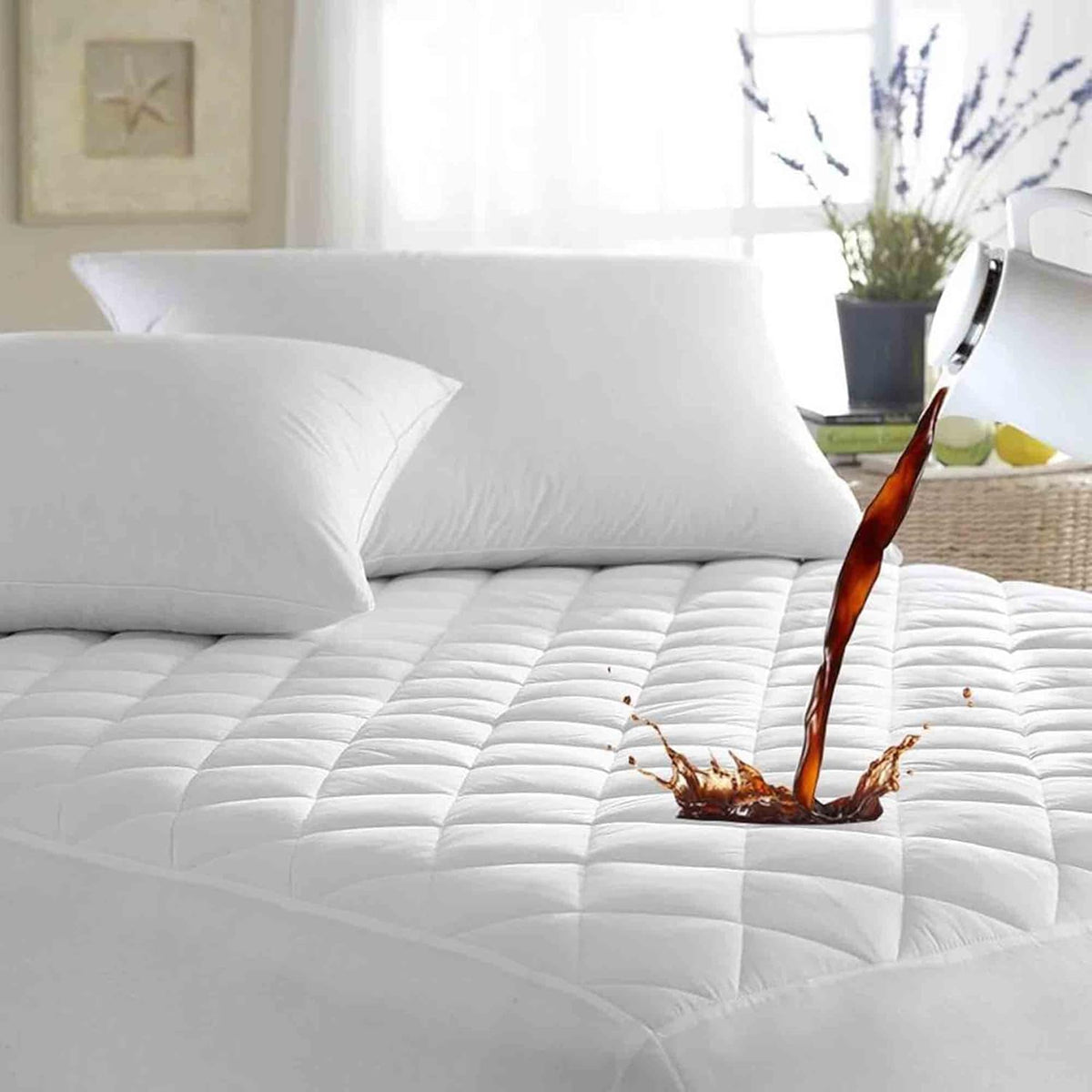 Ayka 100% Waterproof Cotton Quilted Mattress Protector King Size Breathable Hypoallergenic Noiseless Ultra Soft Fitted Bed Protector 78x72 inch Mattress/Bed Cover (King 78x72 inch | 6.5x6 ft, White)