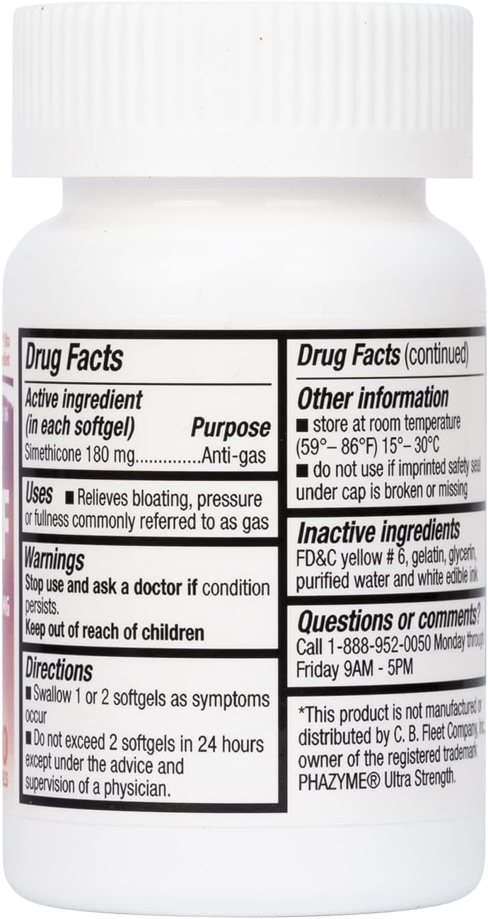 HealthA2Z® Gas Relief, Simethicone 180mg, Fast Acting Gas Relief, Bloating, Pressure, Stomach Discomfort, Anti Flatulence, 120 Softgels
