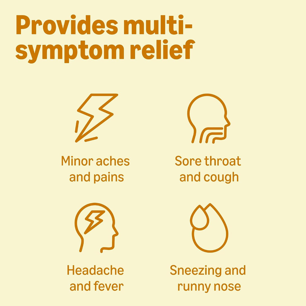 Amazon Basics Daytime Cold and Flu Relief, Non-Drowsy, Liquid Medicine, Original Flavor, 12 fl oz (Pack of 1) (Previously Care)