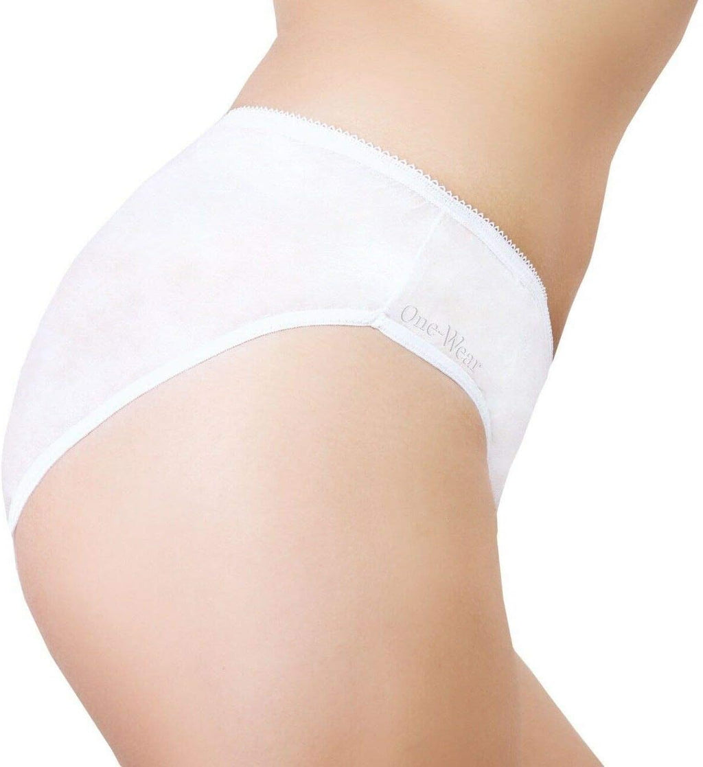 One-Wear Soft and Lightweight Disposable Panties for Women (Lot of 5) - Single Use Underwear Briefs for Maternity Hospitals Travel SPA Massage, white, L
