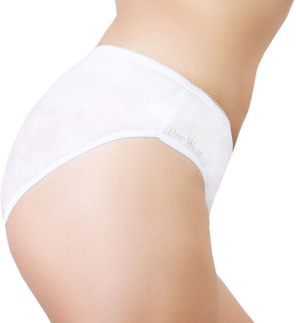 One-Wear Soft and Lightweight Disposable Panties for Women (Lot of 5) - Single Use Underwear Briefs for Maternity Hospitals Travel SPA Massage, white, L