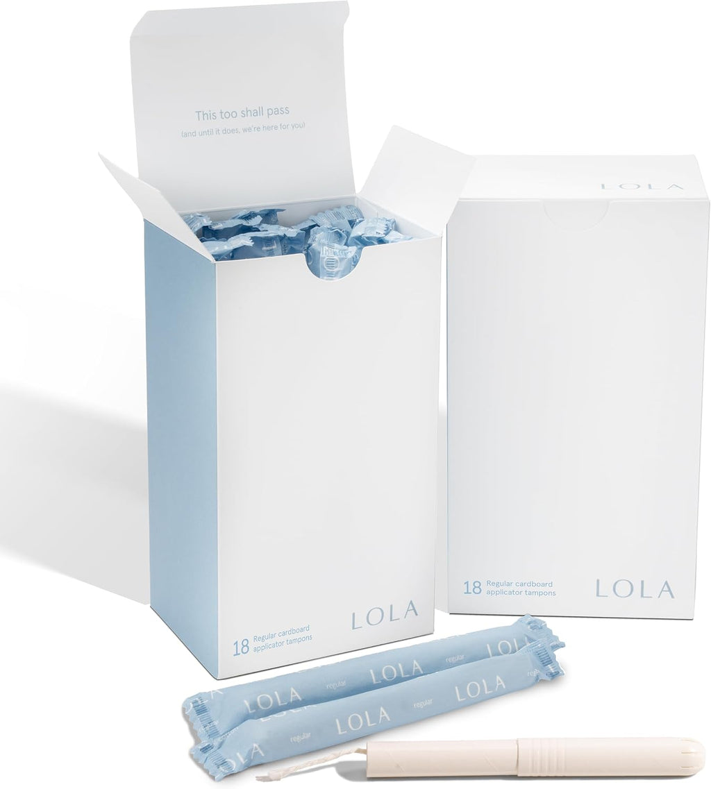 LOLA 100% Organic Cotton Tampons with Cardboard Applicator, Regular