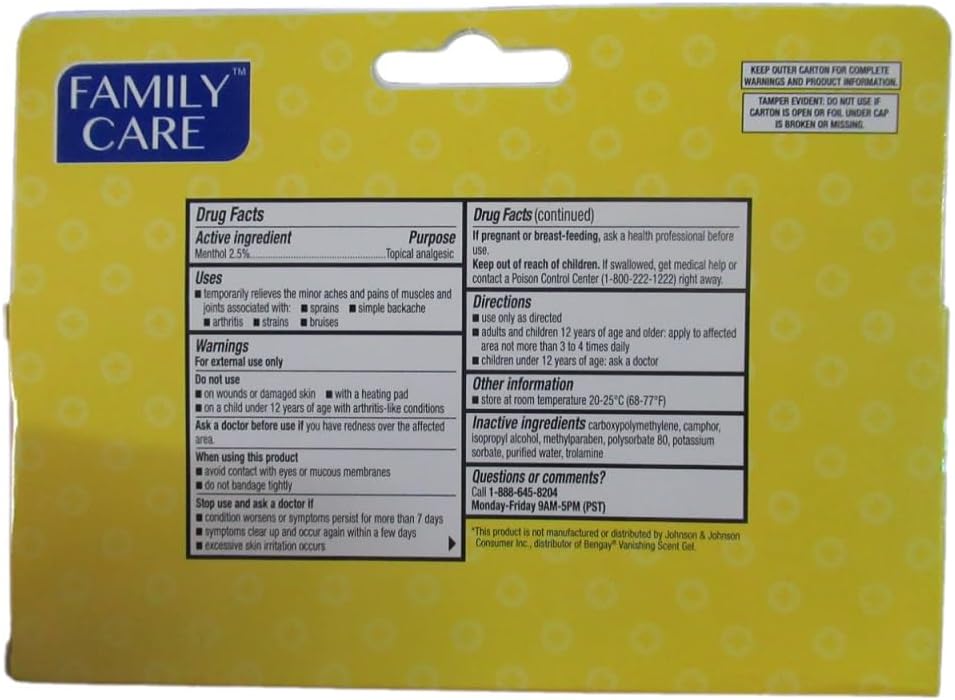 Generic Family Muscle and Joint Vanishing Gel, 2 oz Tubes, White