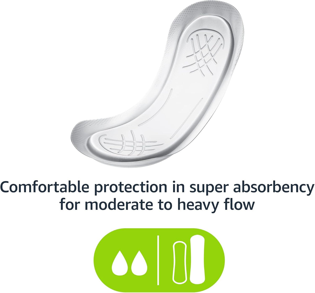 Amazon Basics Maxi Pads For Periods- Thick, Super Absorbency, Unscented, 48 Count, 1 Pack