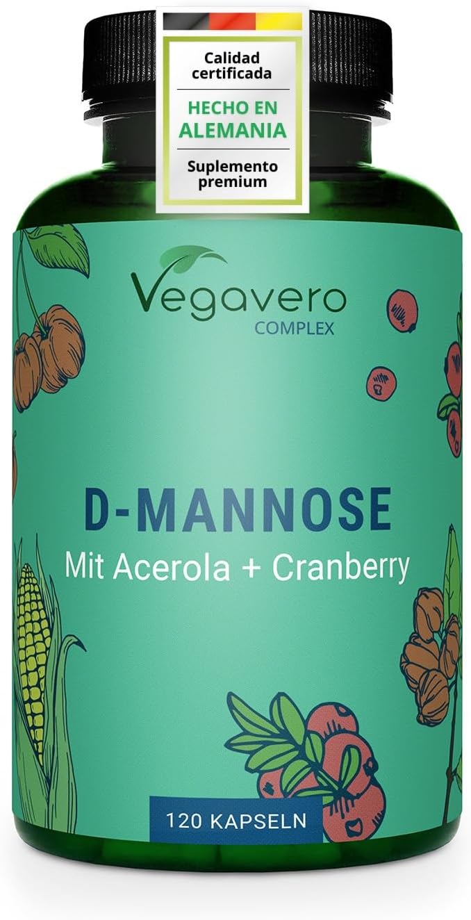D-Mannose Complex Vegavero® | 100% Natural UTI Support | NO Additives, Lab-Tested | with Cranberry, Vitamin C, 2000mg D Mannose | 120 Capsules | Vegan