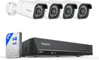 Reolink 4K Security Camera Kit, 4X PoE IP Cameras for Outdoor Surveillance, 8CH NVR with 2TB HDD for 24/7 Recording, Person/Vehicle Detection, IP67 Waterproof, Night Vision, RLK8-800B4