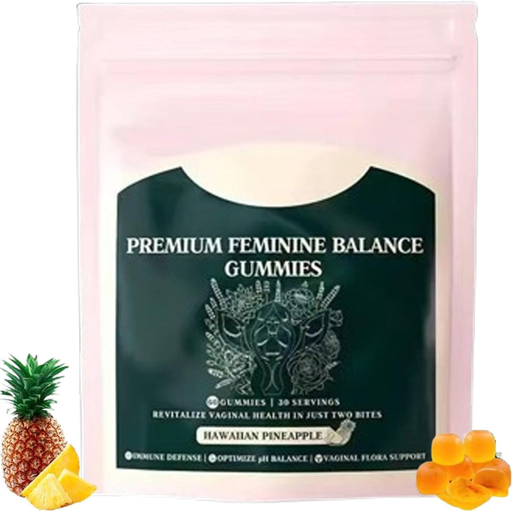 Premium Feminine Balance Gummies - for Women’s Health & Wellness - Immune Support - Vegan, Gluten-Free & Halal - Hawaiian Pineapple - 60 Gummies - 30 Servings