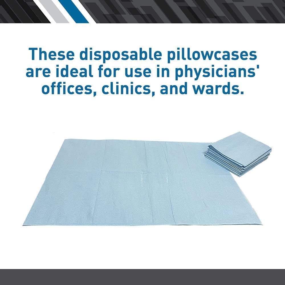 BodyMed Disposable Pillowcases (Tissue/Poly) – Disposable Pillow Cases – Medical Paper Pillowcases – Case of 100 – 21" x 30" – Blue