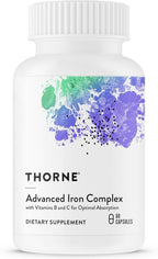 THORNE Advanced Iron Complex, Chelated Iron Supplement, 60 Capsules | Elemental Iron, Folate, B and C Vitamins for Optimal Absorption, Complete Blood Support Formula*, Third-Party Certified