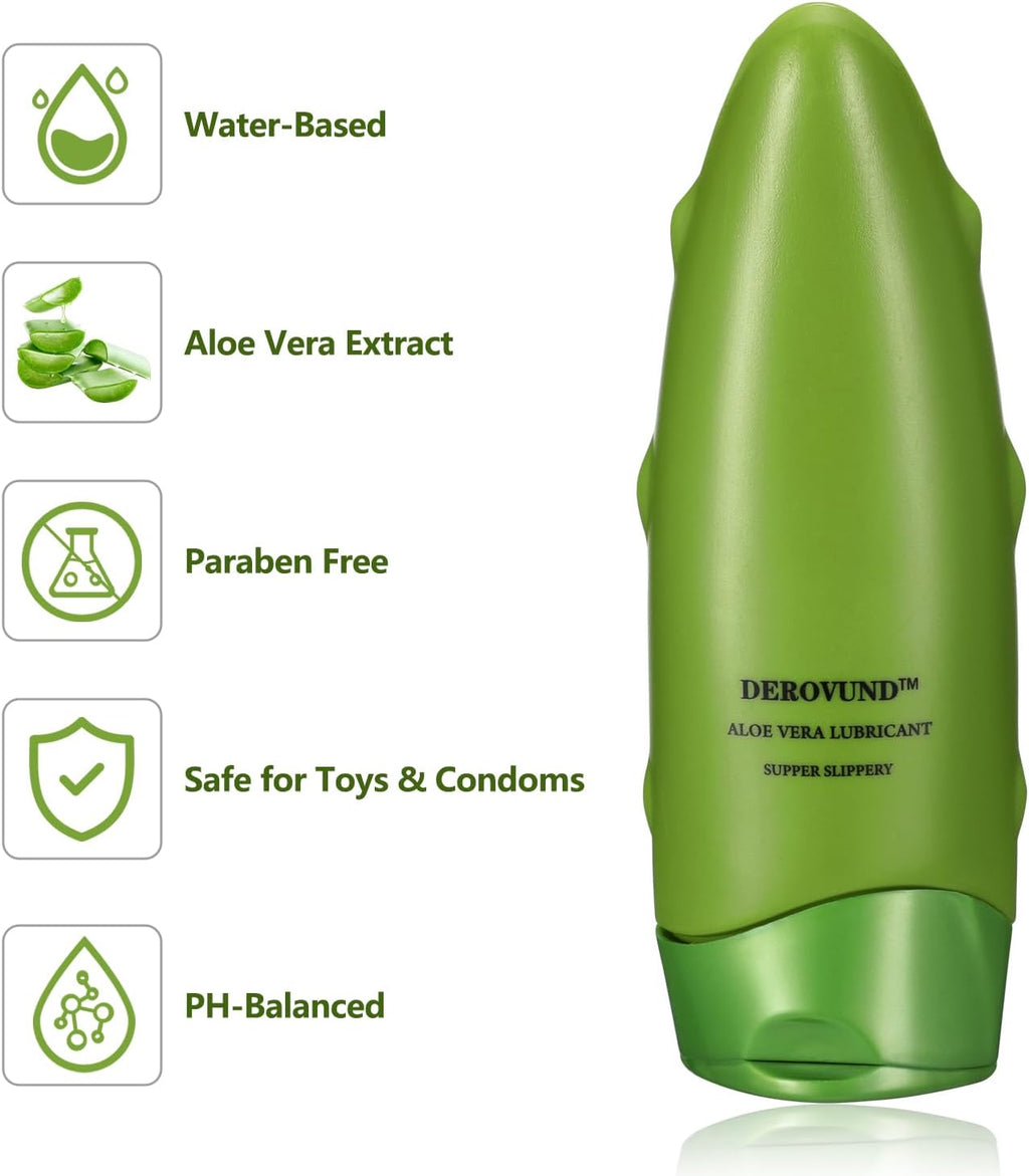 Aloe Vera Super Slippery Organic Water-Based Personal Lubricant for Sexual, Vaginal, Oral and Anal Use - Long Lasting, Paraben-Free - 4 Oz