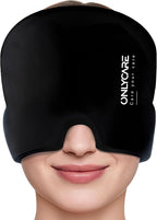 ONLYCARE Migraine Relief Cap, Headache Relief Cold Cap with Odorless Gel | Cooling Hat Head Wrap Soothing Face Ice Pack Mask Products for Tension Stress Hangover & Puffy Eyes, Relaxing Gifts for Women
