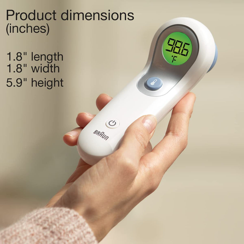 Braun Digital No-Touch Forehead Thermometer, 6.4 Ounce, White | Touchless Thermometer for Adults, Babies, Toddlers & Kids, Color-Coded Fever Guidance, Fast, Reliable, and Accurate Results