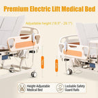 Full Electric Hospital Bed for Home Care, 37" Wide with Timed Auto-Turning,Height Adjustable 18.5"-29",550 lbs Capacity, Include Electric Bedpan,Trapeze&Dining Table