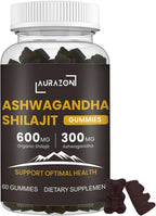 Pure Himalayan Shilajit Ashwagandha High Strength Gummies 300mg Relax, Restore & Mixed Vegan, Plant Based, Non-GMO, Gluten-Free & Gelatin Free, One Month Supply for Both Men and Women