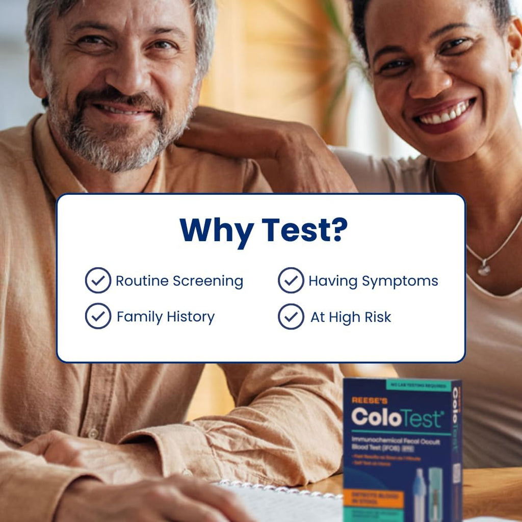 Reese's ColoTest, FIT Immunochemical Home Fecal Occult Blood Test Kit, 1 Ct | Easy to Use Colon Health Screening, Detects Hidden Blood in Stool, 1-Minute Results, 98.8% Accurate