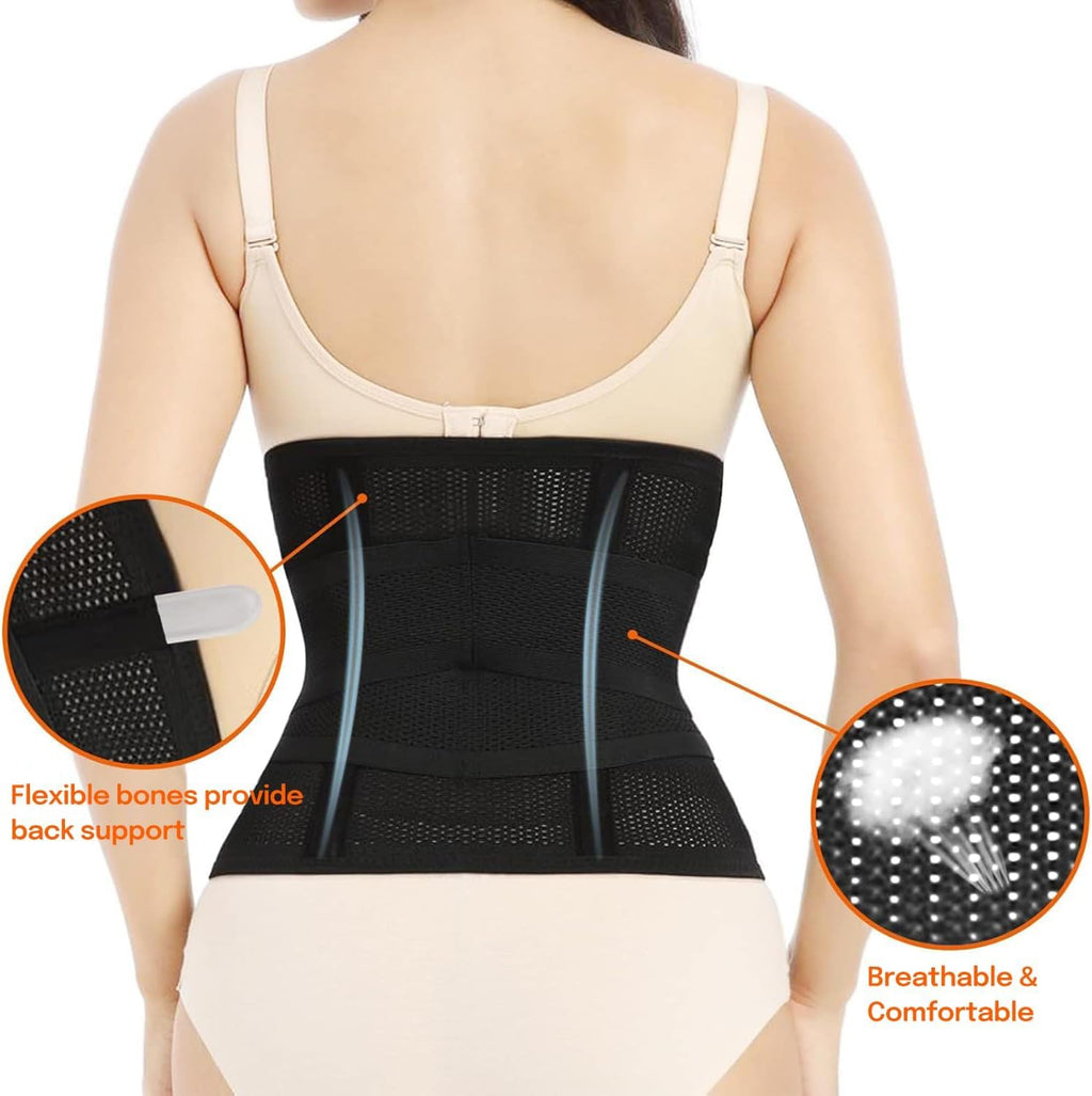 Postpartum Belly Band,C Section Belly Binder,Abdominal Binder Post Surgery Girdle,Tummy Tuck Compression Wrap Waist Trainer (Black, S/M)