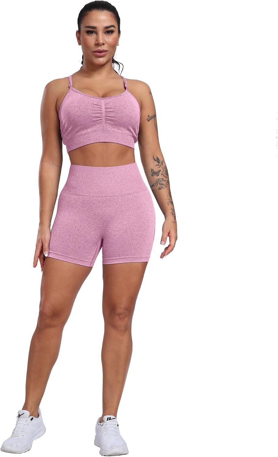CHRLEISURE Workout Shorts Sets for Women, High Waisted Gym Butt Lifting Scrunch Butt Seamless Shorts